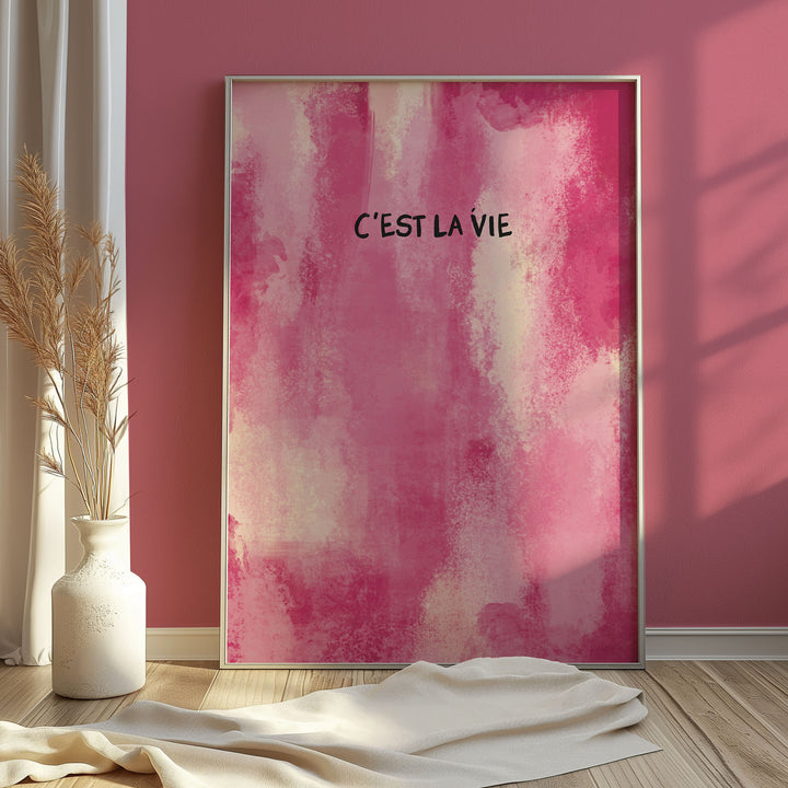 Cest La Vie Pink Wall Art fun,galery wall,whte border