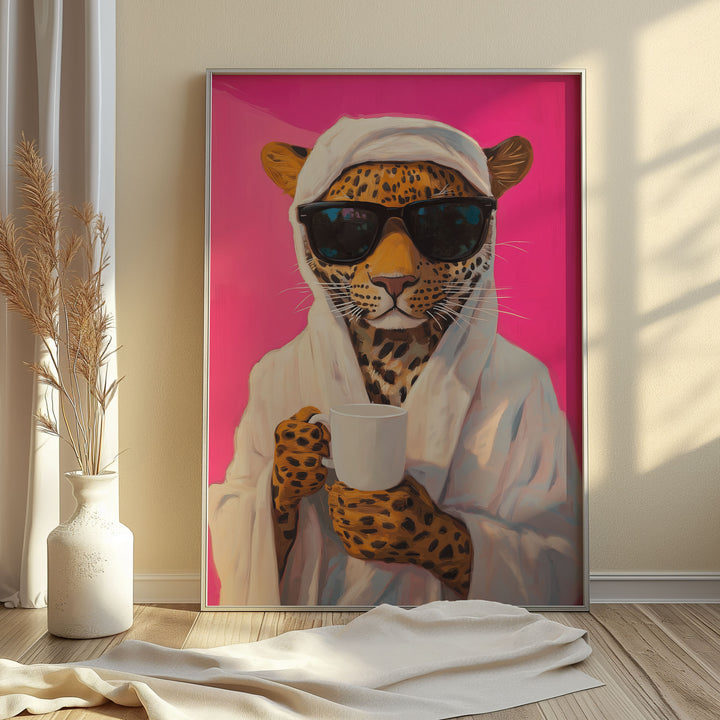 Leopard Coffee Vibe Art,hallway,timber border