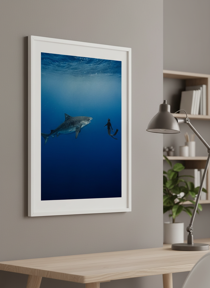 Contemporary wall art featured in a bright modern office workspace