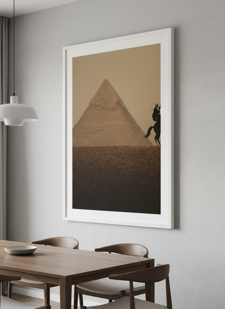 Wall art styled above a dining table in a contemporary home