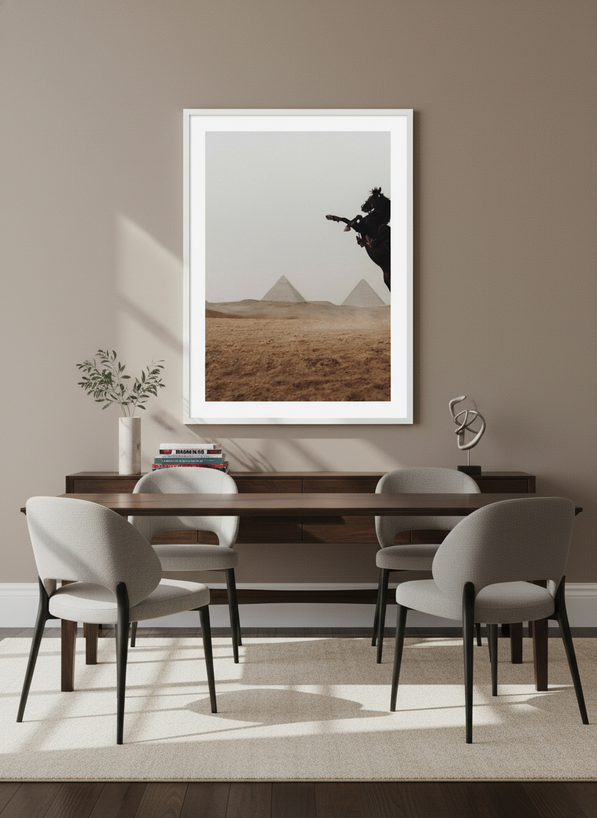 Monumental artwork centred on a feature wall in a luxe interior