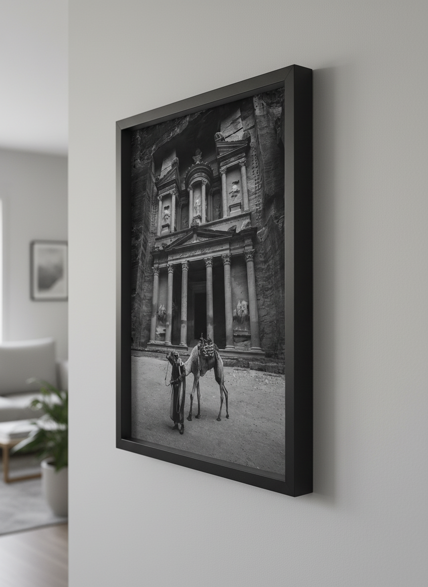 Modern wall art styled above a sofa in a neutral living room