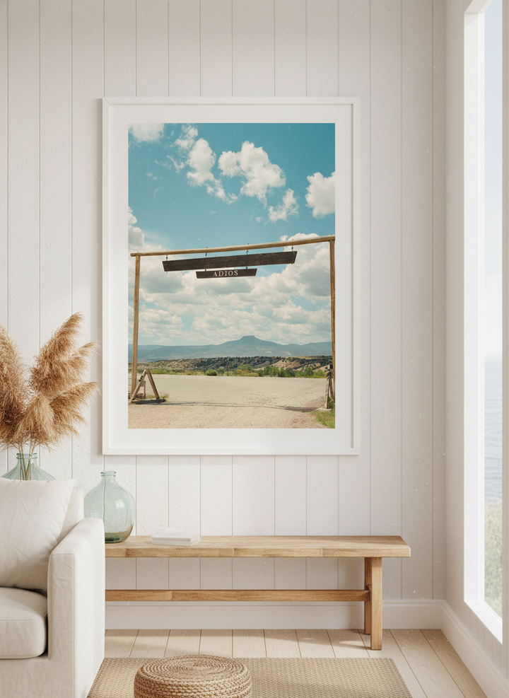 Neutral wall art displayed in a sunny coastal beach house