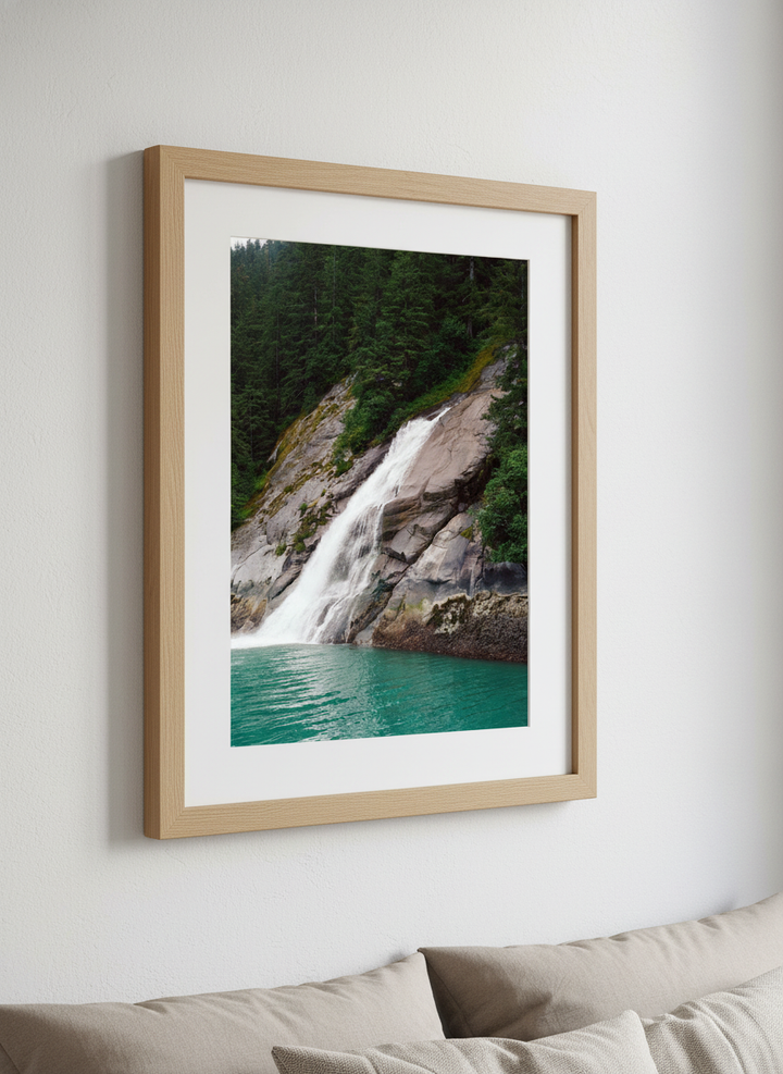 Minimalist artwork displayed in a calm, light-filled bedroom interior