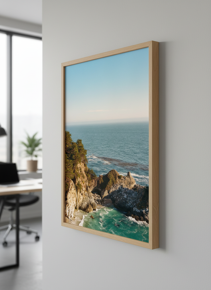 Contemporary wall art featured in a bright modern office workspace