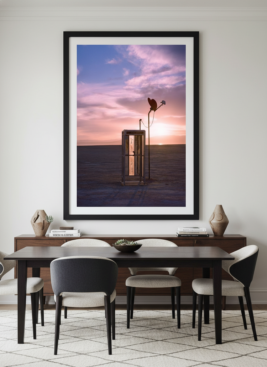 Monumental artwork centred on a feature wall in a luxe interior