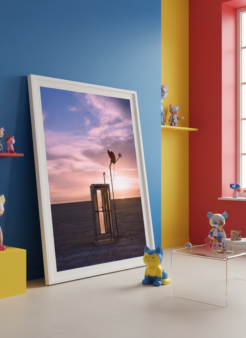 Bold wall art styled in a colourful, eclectic modern home