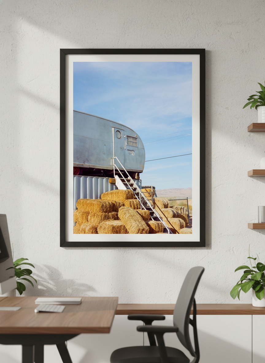 Contemporary wall art featured in a bright modern office workspace
