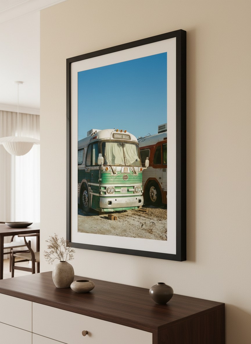Wall art styled above a dining table in a contemporary home
