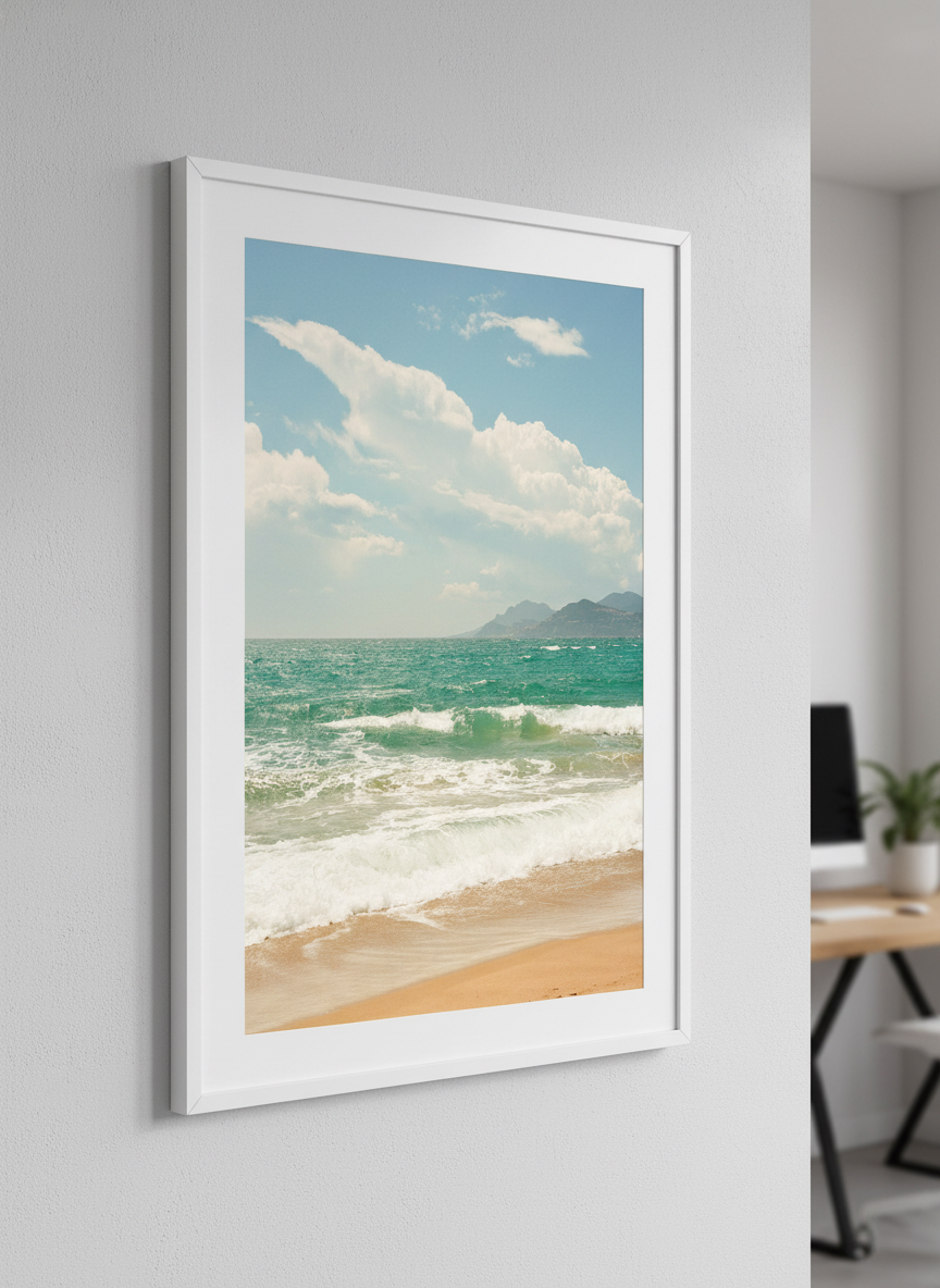 Contemporary wall art featured in a bright modern office workspace