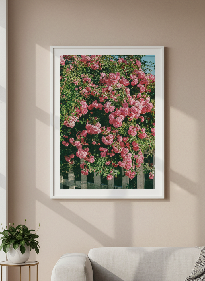 Modern wall art styled above a sofa in a neutral living room
