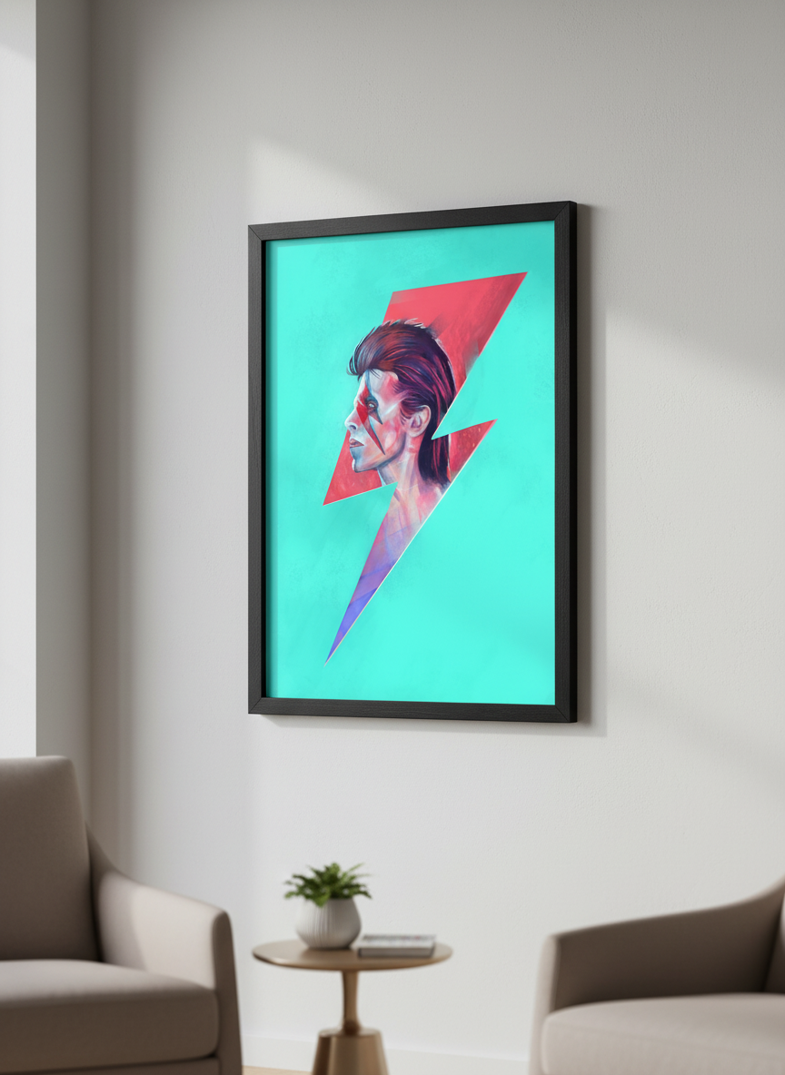 Modern wall art styled above a sofa in a neutral living room