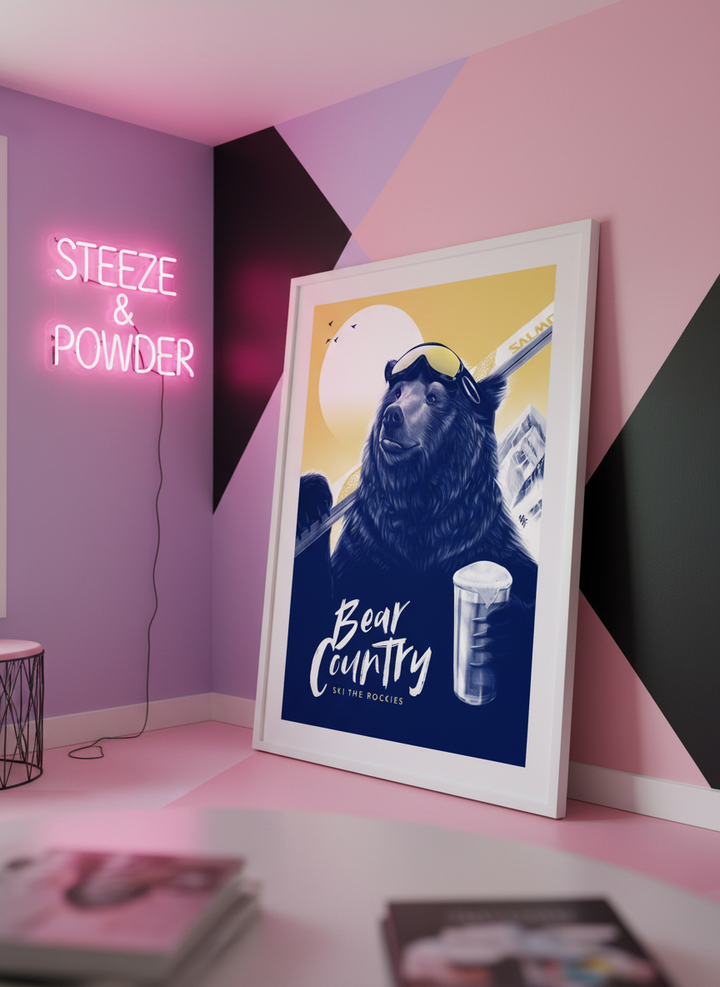 Bold wall art styled in a colourful, eclectic modern home