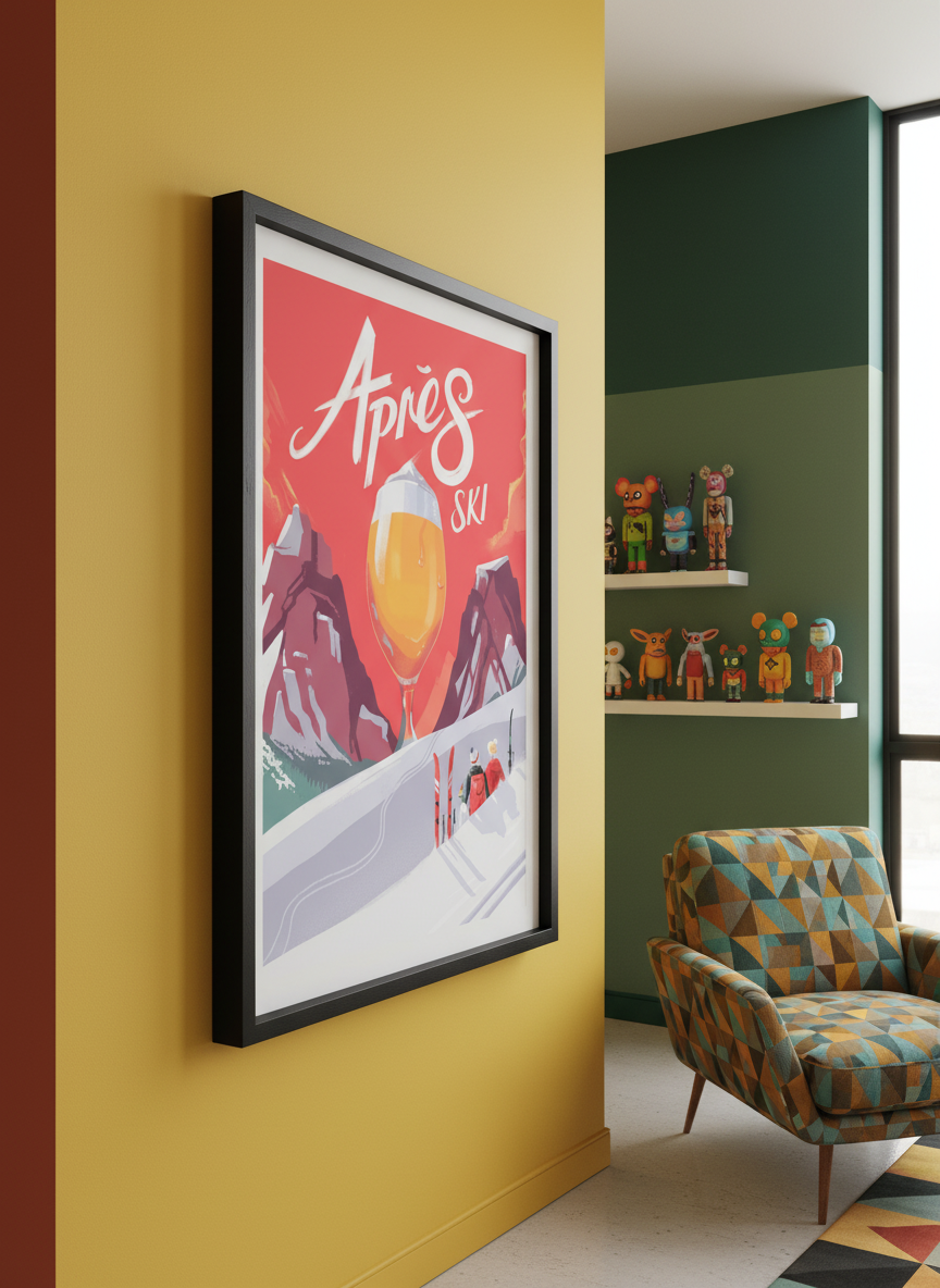 Bold wall art styled in a colourful, eclectic modern home