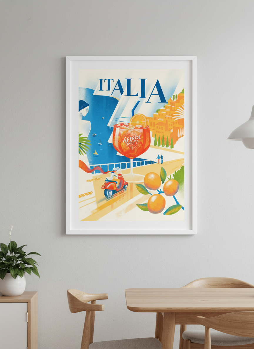 Wall art styled above a dining table in a contemporary home