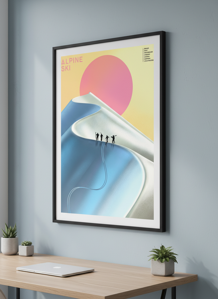 Contemporary wall art featured in a bright modern office workspace