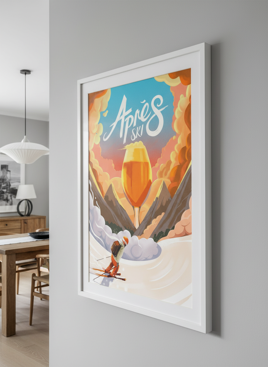 Wall art styled above a dining table in a contemporary home