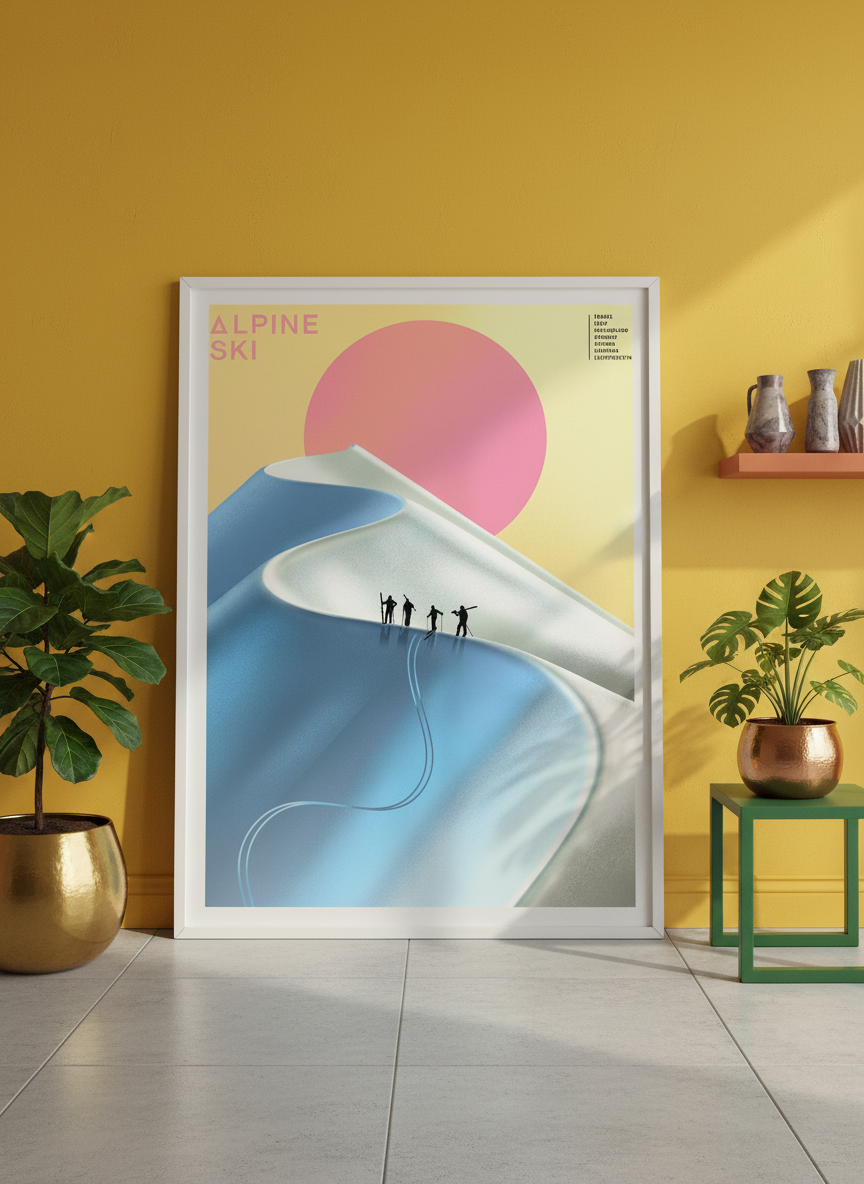 Bold wall art styled in a colourful, eclectic modern home