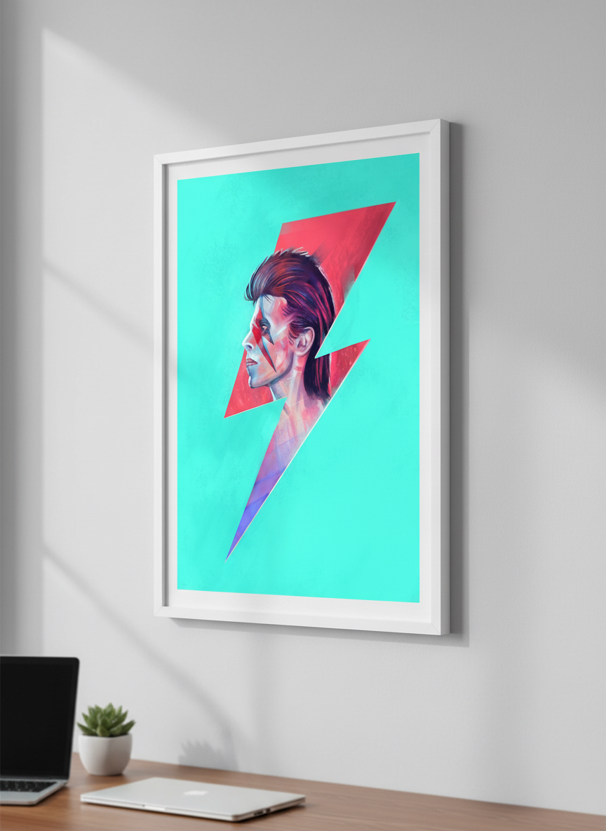 Contemporary wall art featured in a bright modern office workspace