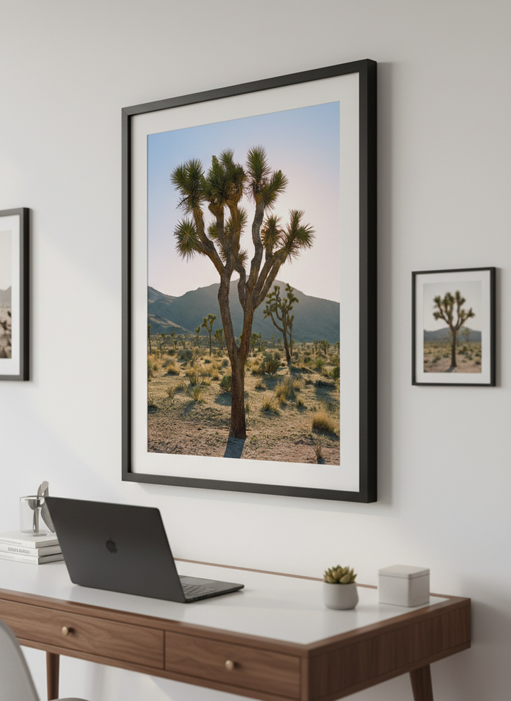 Contemporary wall art featured in a bright modern office workspace