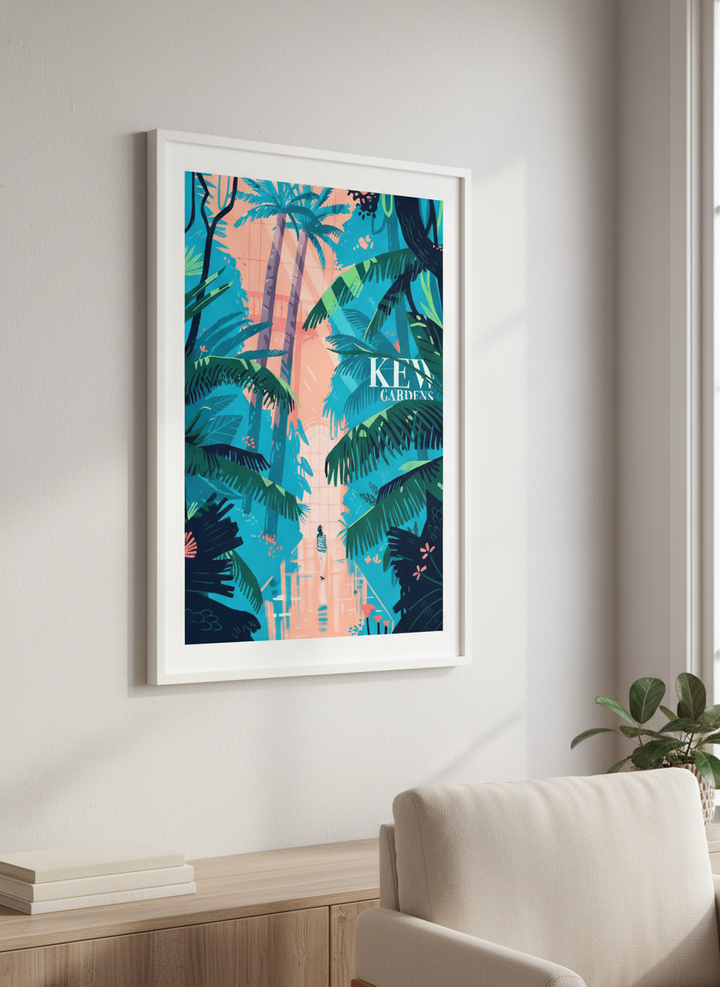 Modern wall art styled above a sofa in a neutral living room