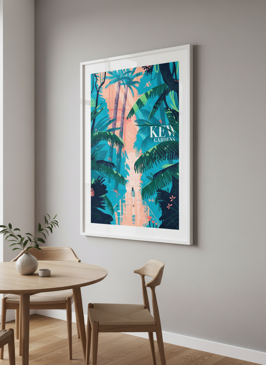 Wall art styled above a dining table in a contemporary home