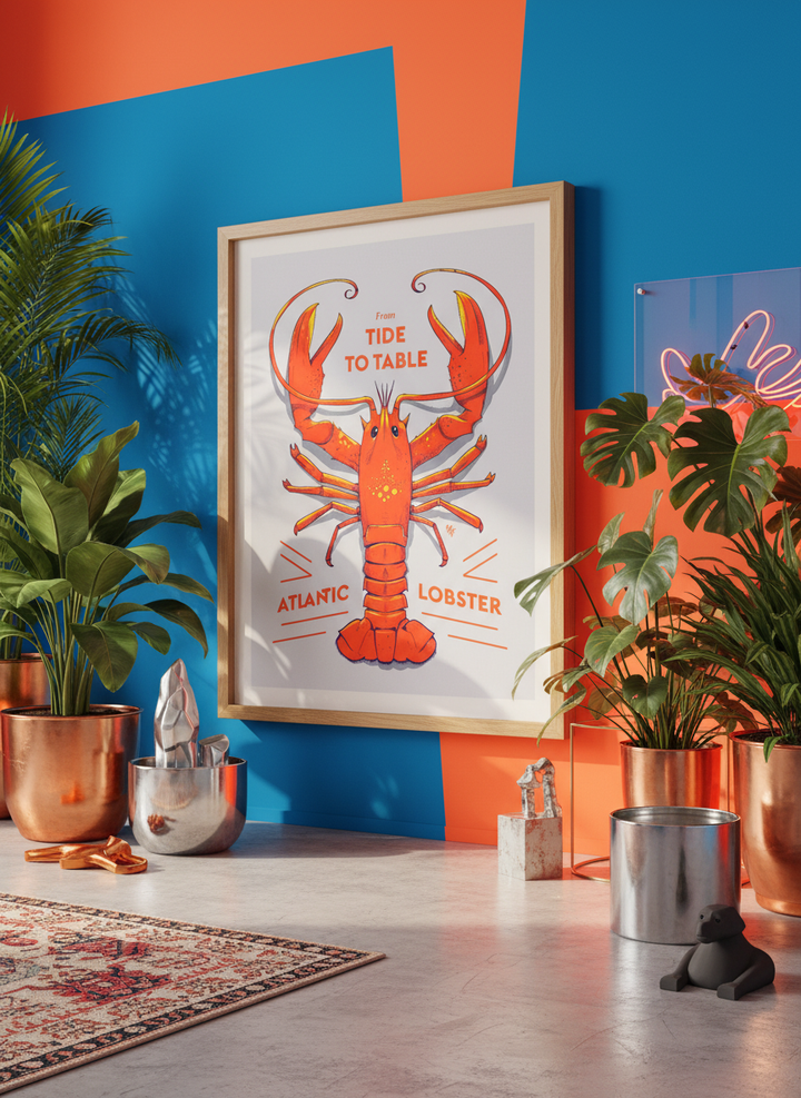 Bold wall art styled in a colourful, eclectic modern home