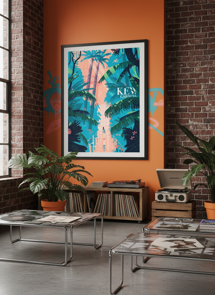 Bold wall art styled in a colourful, eclectic modern home
