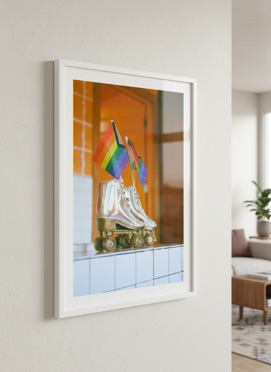 Modern wall art styled above a sofa in a neutral living room