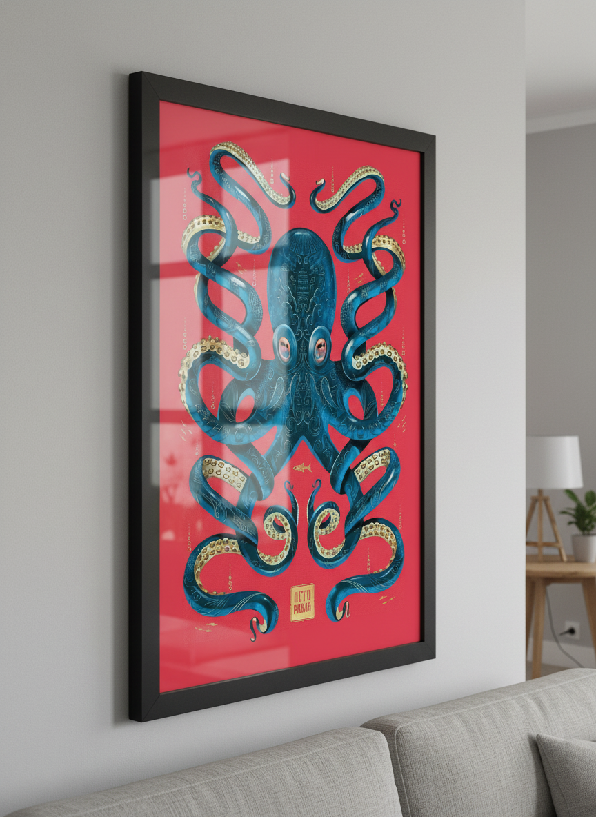 Modern wall art styled above a sofa in a neutral living room