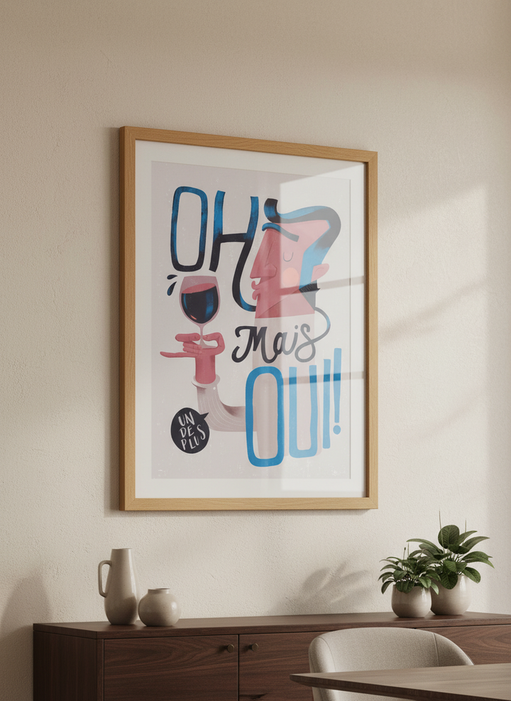 Wall art styled above a dining table in a contemporary home