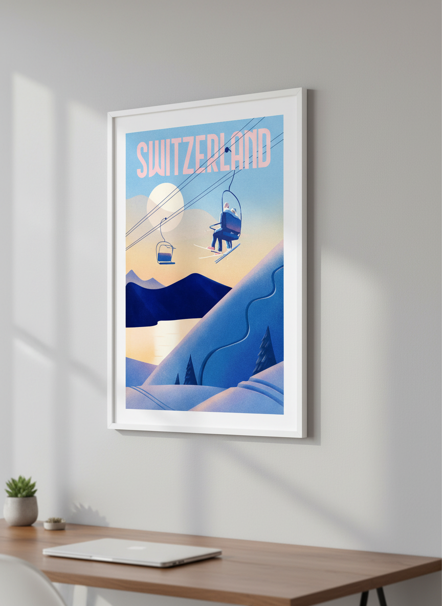 Contemporary wall art featured in a bright modern office workspace