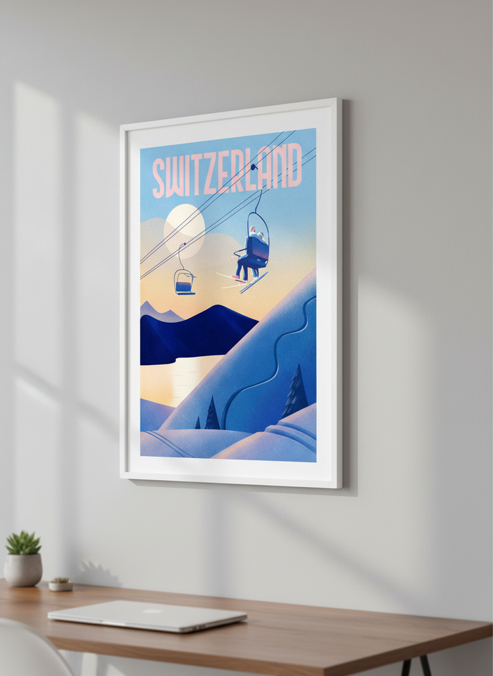 Contemporary wall art featured in a bright modern office workspace