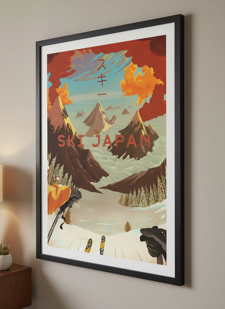 Minimalist artwork displayed in a calm, light-filled bedroom interior