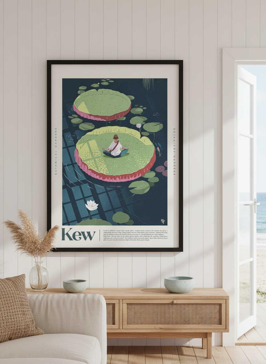 Neutral wall art displayed in a sunny coastal beach house
