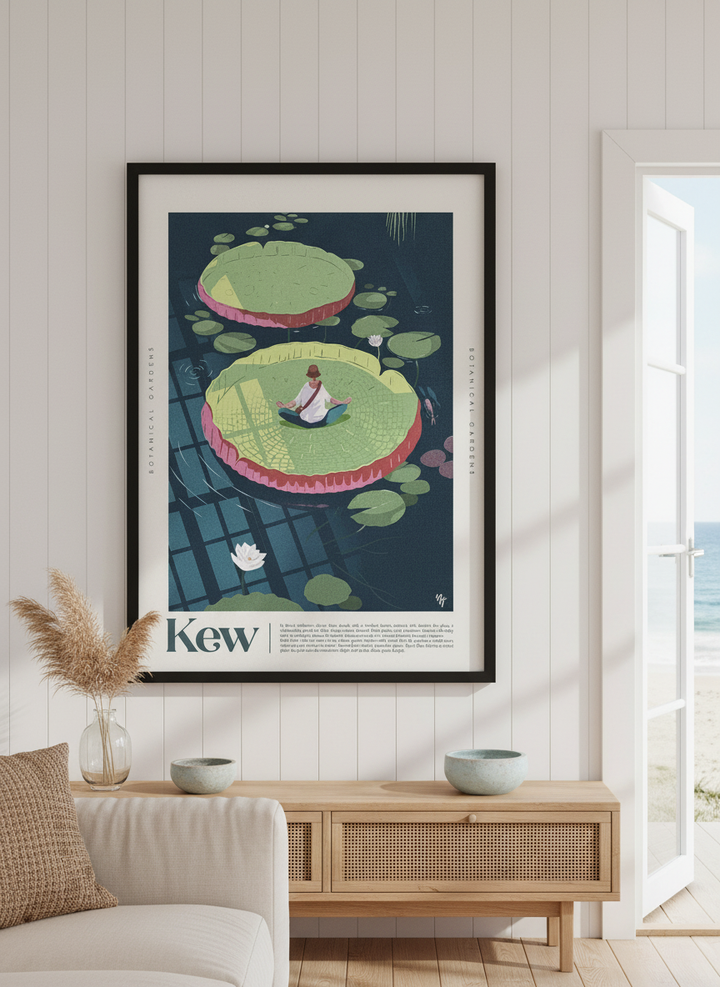 Neutral wall art displayed in a sunny coastal beach house