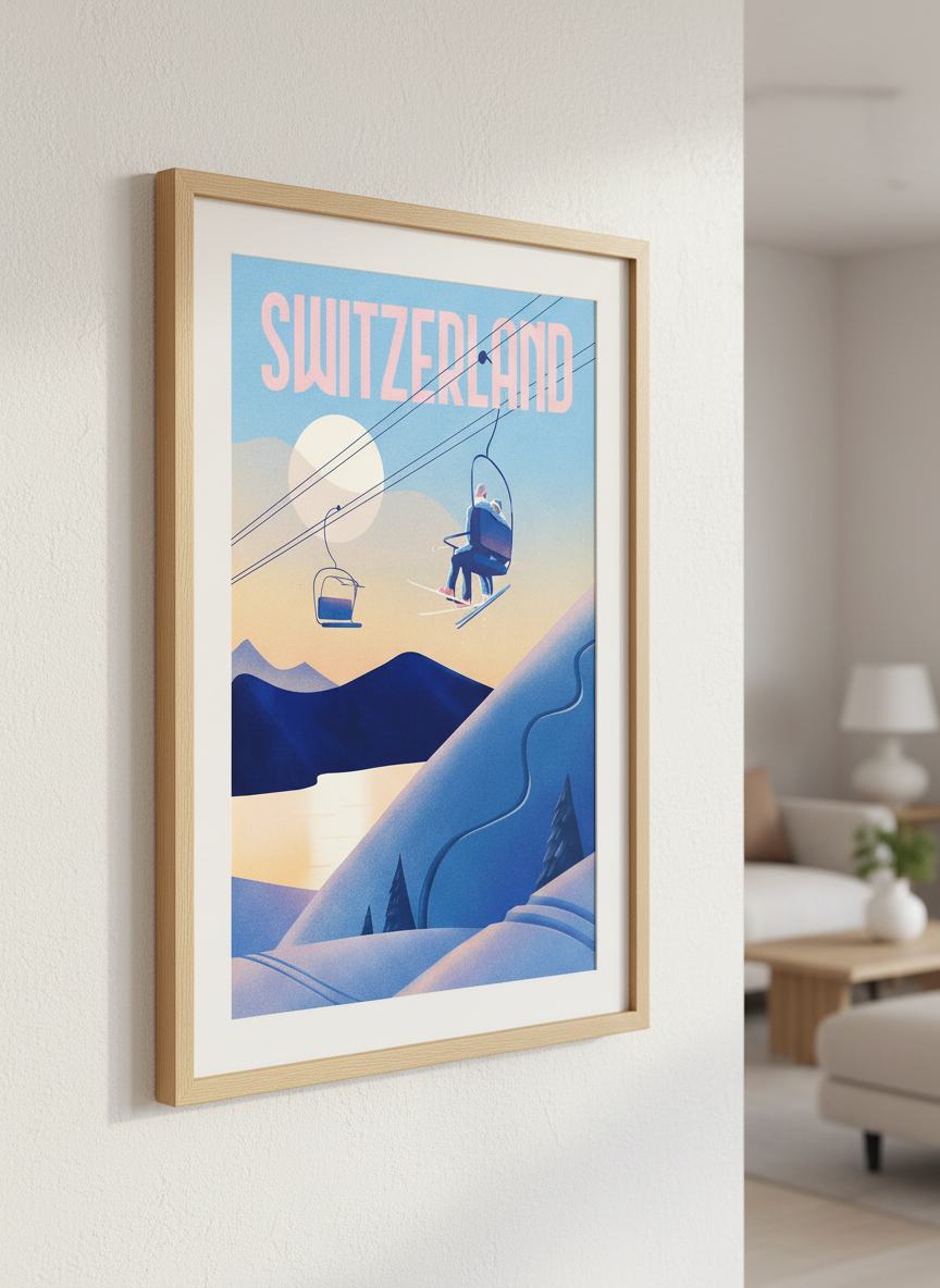 Modern wall art styled above a sofa in a neutral living room