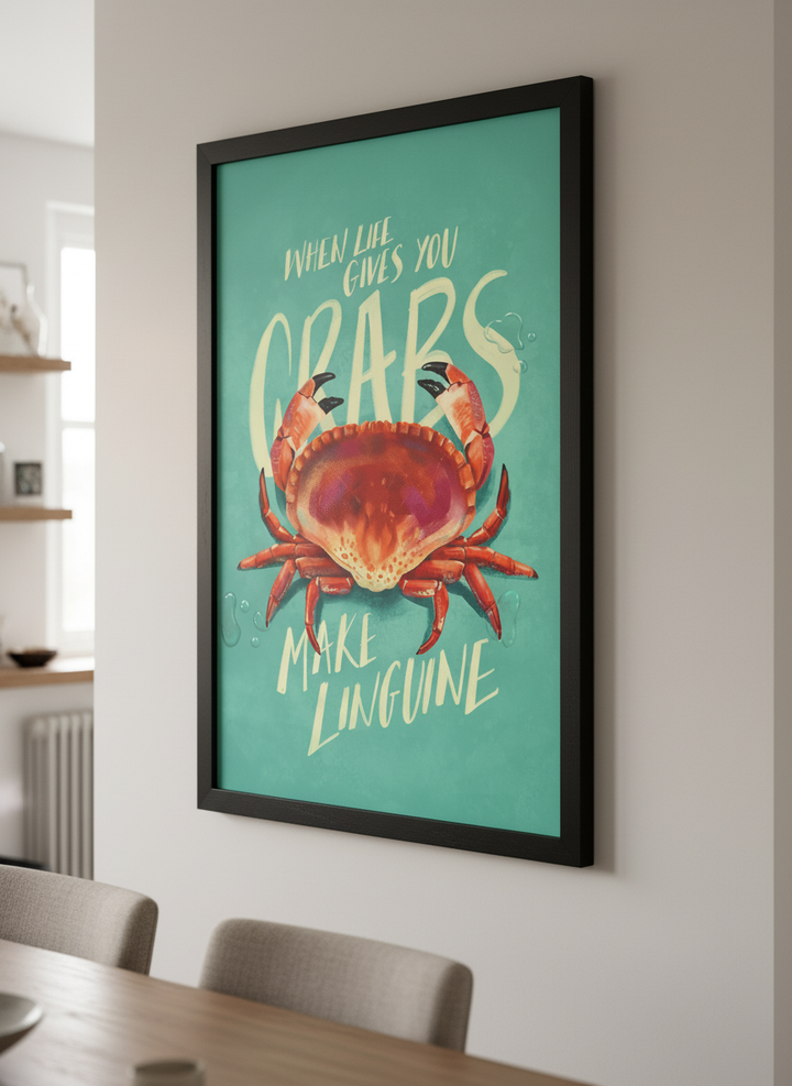 Wall art styled above a dining table in a contemporary home