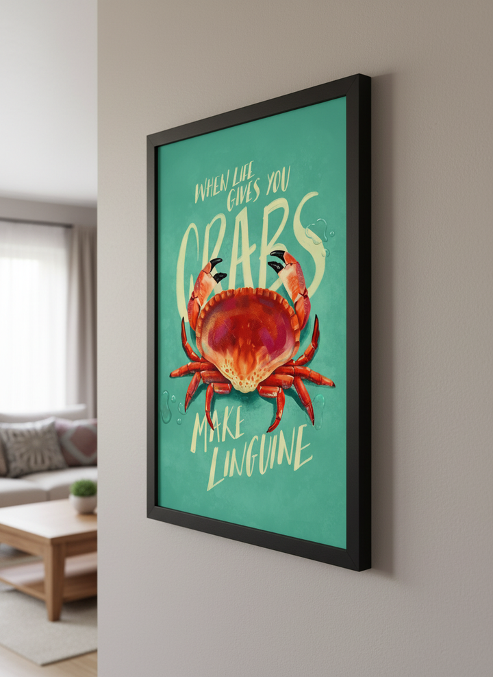 Modern wall art styled above a sofa in a neutral living room