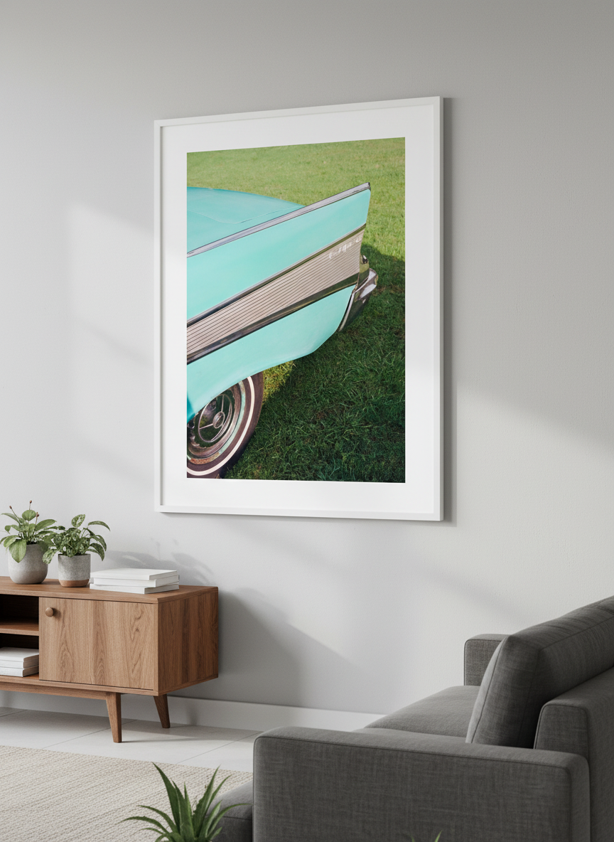 Modern wall art styled above a sofa in a neutral living room