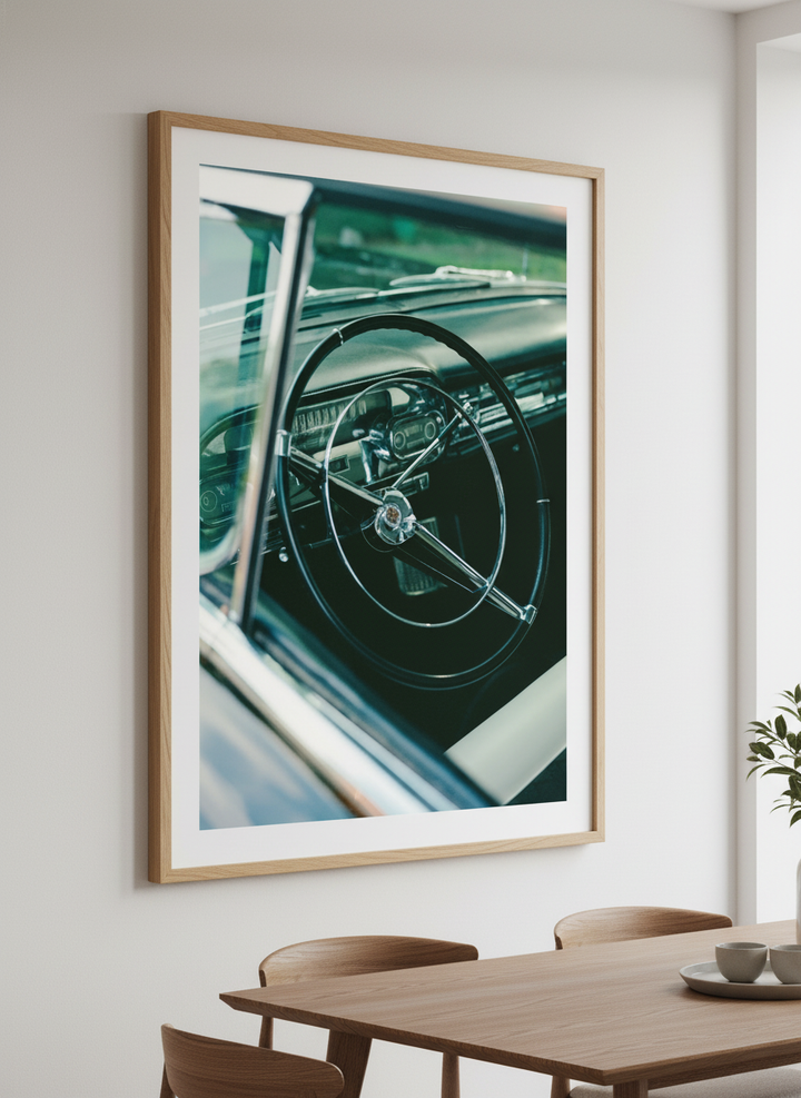 Wall art styled above a dining table in a contemporary home