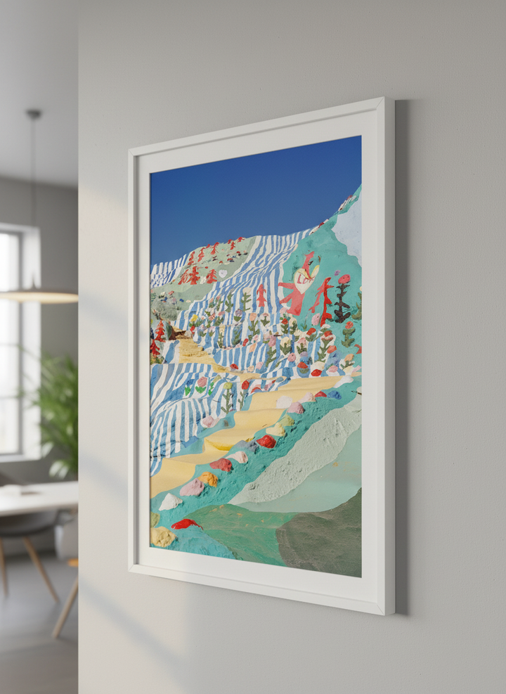 Contemporary wall art featured in a bright modern office workspace