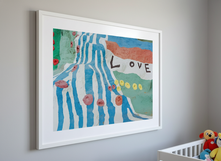 Soft neutral wall art styled in a serene nursery with pastel tones
