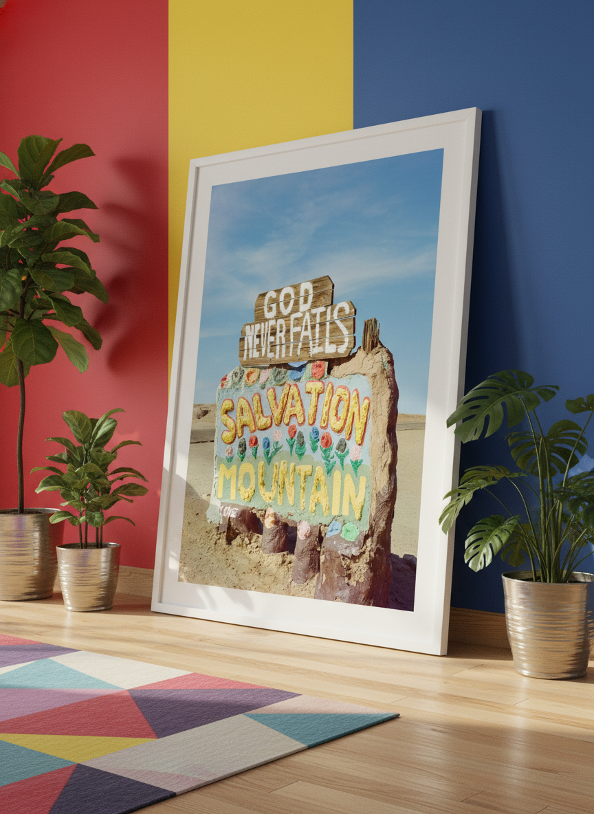 Bold wall art styled in a colourful, eclectic modern home