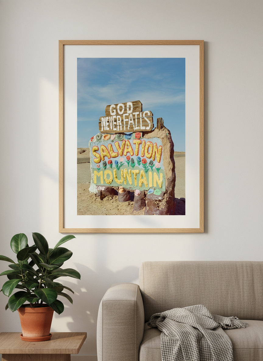 Modern wall art styled above a sofa in a neutral living room