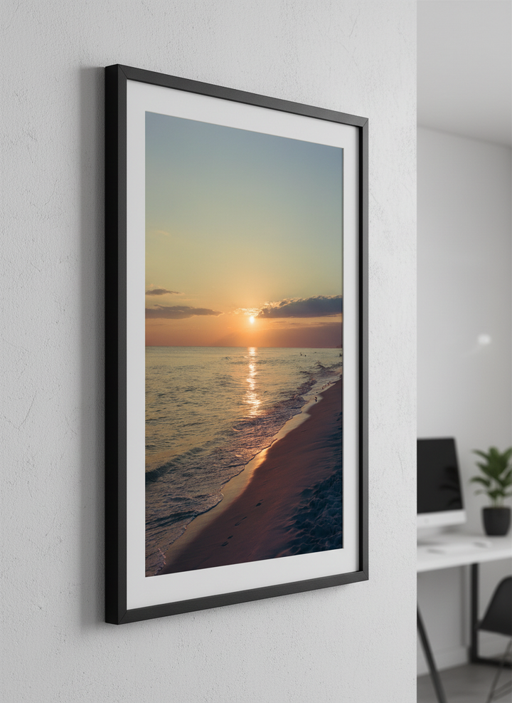 Contemporary wall art featured in a bright modern office workspace