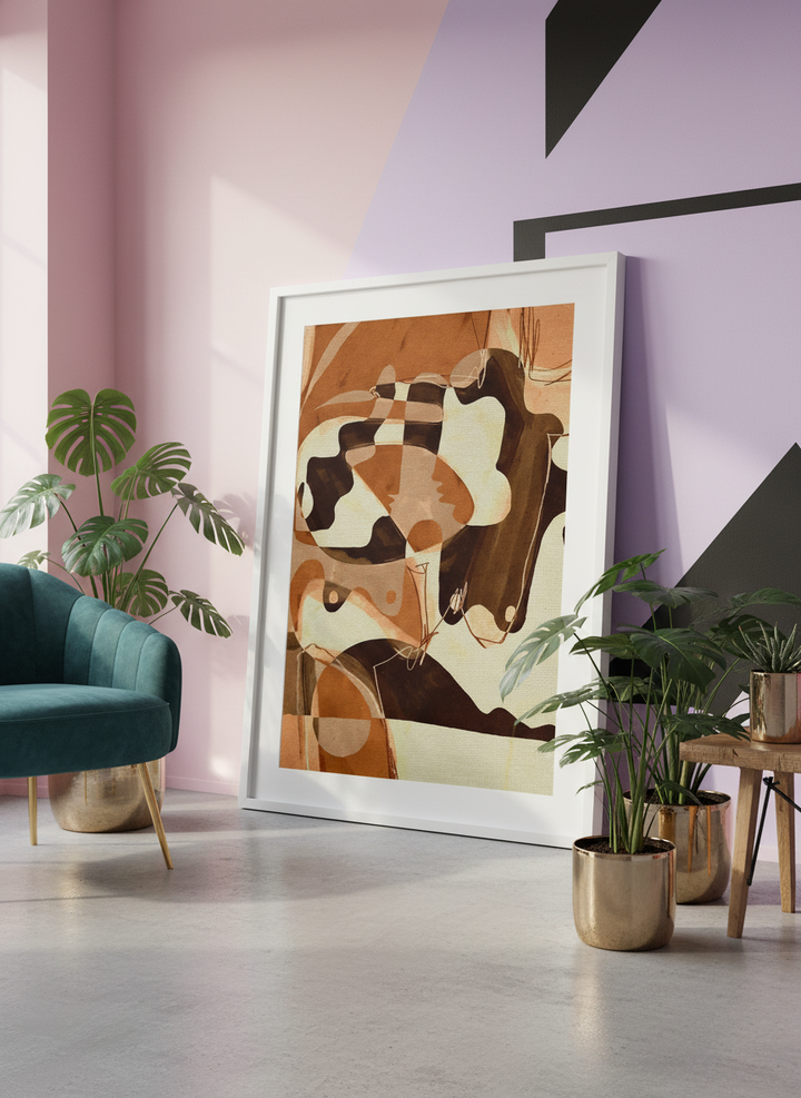 Bold wall art styled in a colourful, eclectic modern home