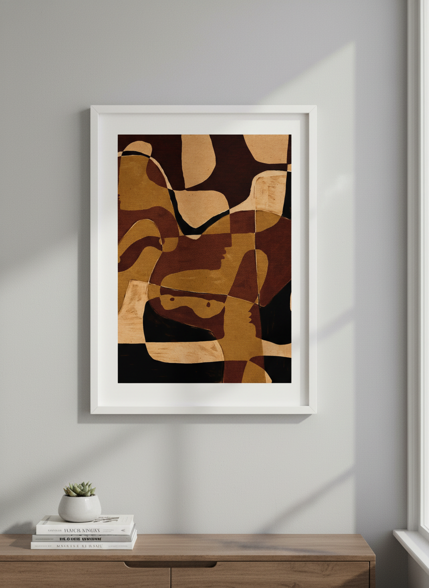 Contemporary wall art featured in a bright modern office workspace