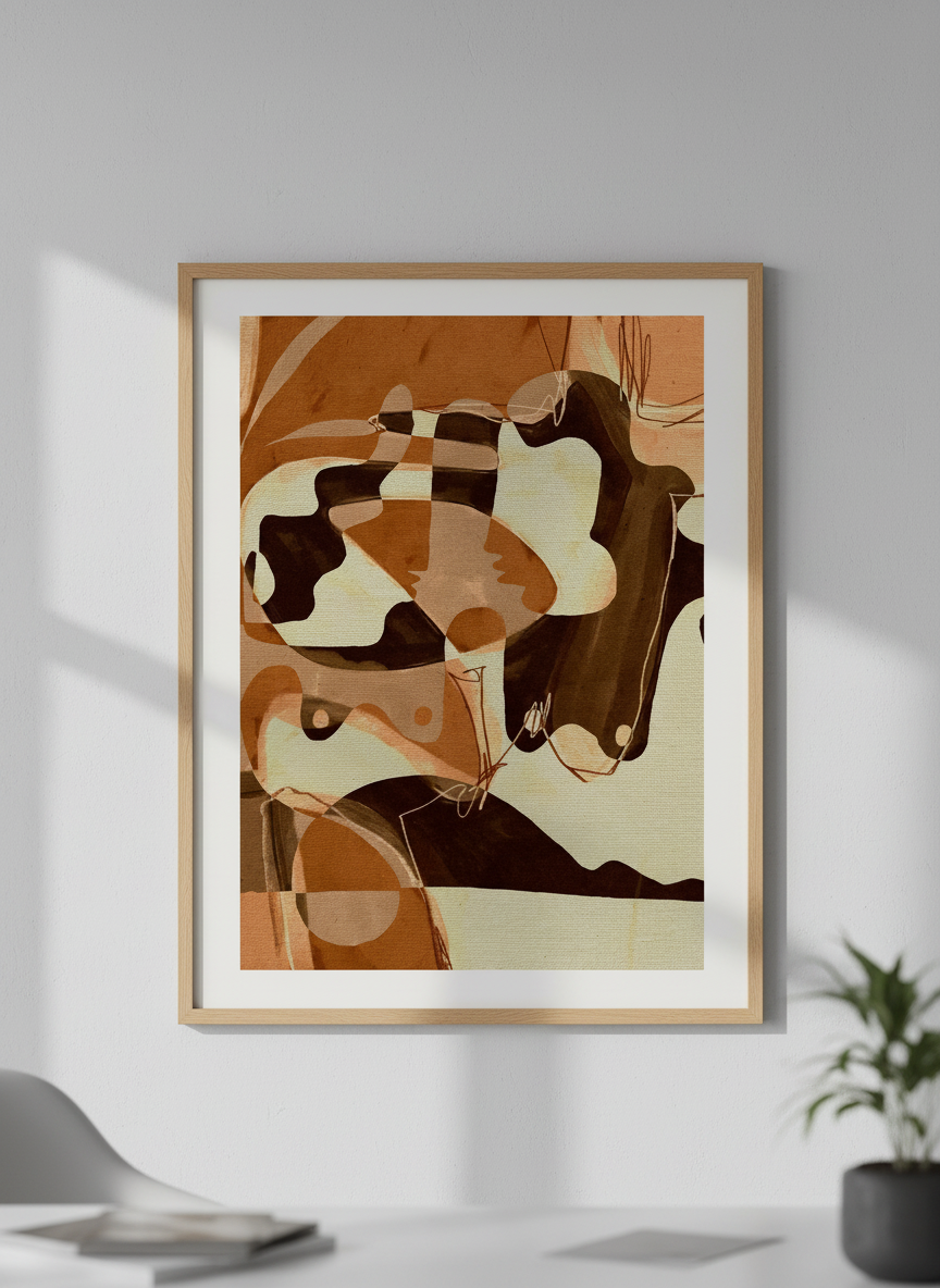 Contemporary wall art featured in a bright modern office workspace