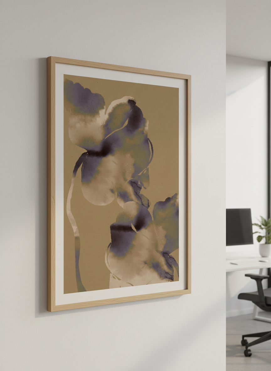 Contemporary wall art featured in a bright modern office workspace